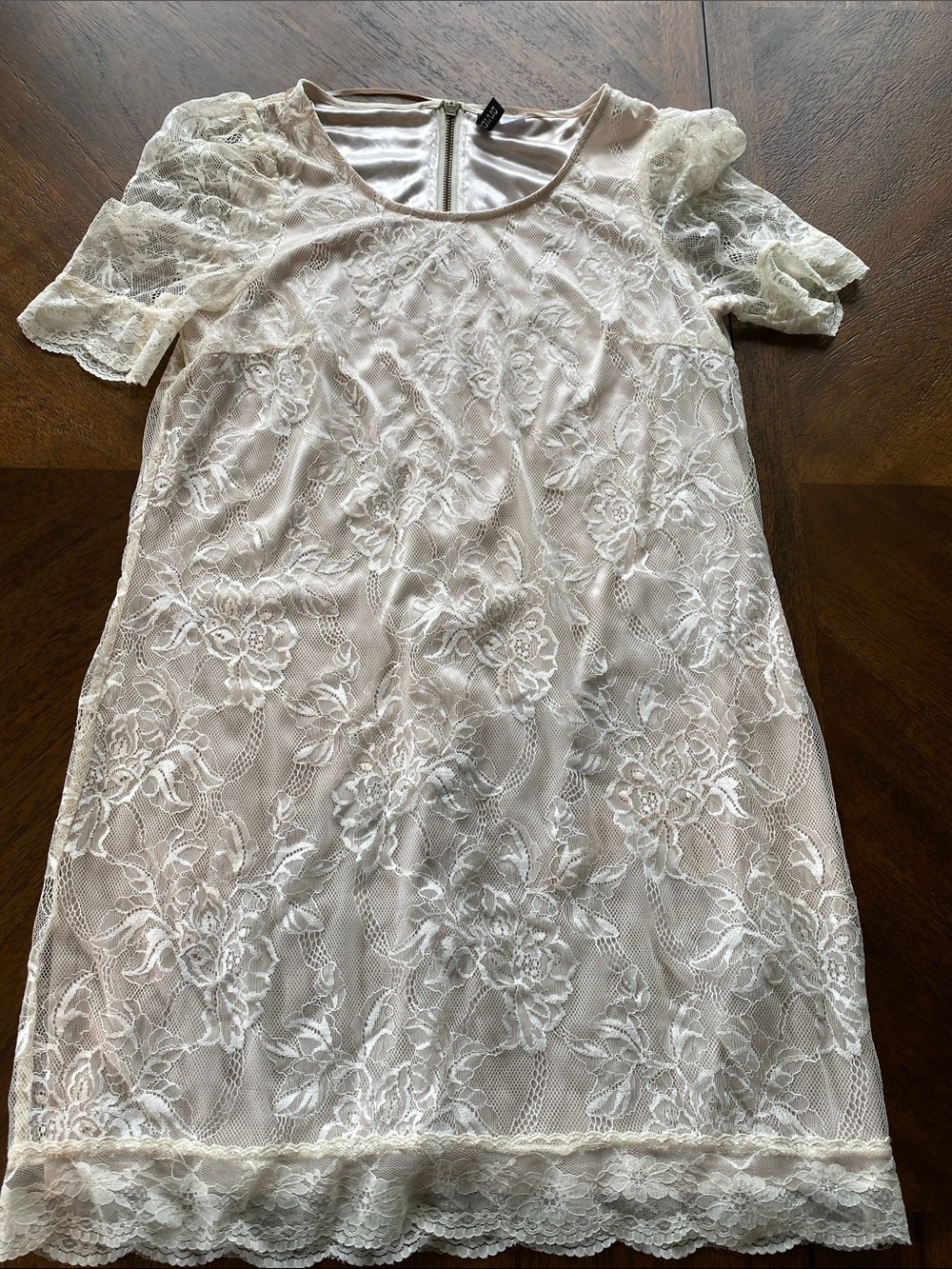 Divided Lace Midi Dress in Ivory
